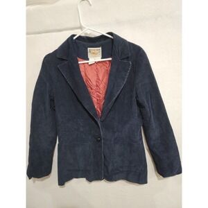 Action West Navy Blue Corduroy Western Sport Coat Jacket Size 11/12 Vintage 80's